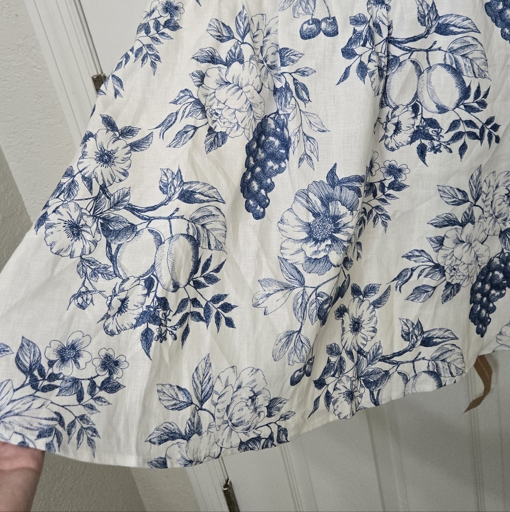 NEW Reformation Sheri Linen Corset Mini Dress Corsica White Blue Size 4 - Picture 8 of 15